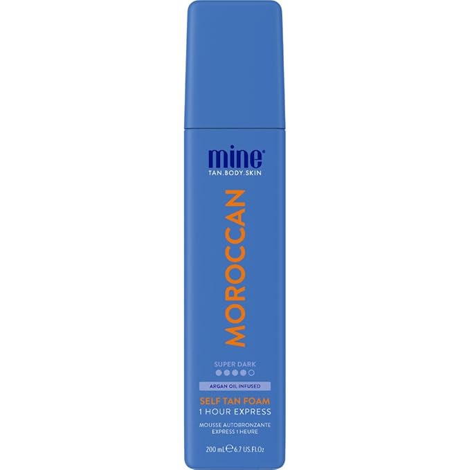 Minetan Self Tan Foam | Moroccan - 1 Hour Express, Best Sunless Tanning Mousse for a Deep Dark Bronze Skin Finish, Face & Body Fake Tanner, Ultra Hydrating Glow, Vegan & Paraben Free, 6.7 Fl Oz
