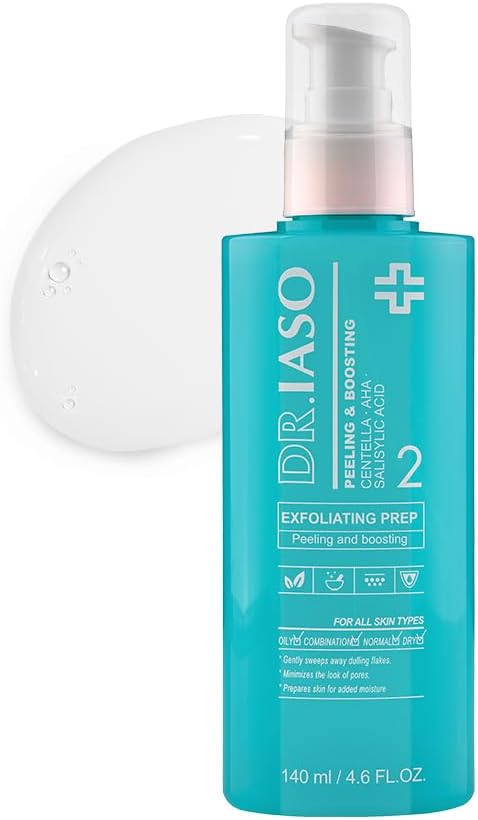 IASO Exfoliating Prep | Multi-Functional Toner, AHAs/BHA Peeling, Add Moisture, Korean Skin Care, 4.73 oz