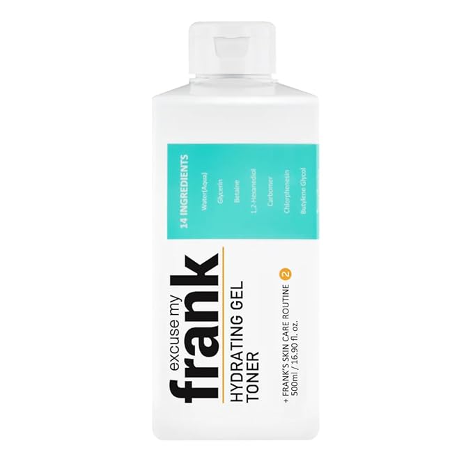 EXCUSE MY FRANK Hydrating Gel Toner [500ml / 16.91 fl oz] For All Skin Types, Vegan, Cruelty-free.