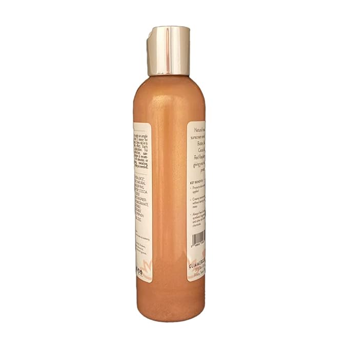 Glimmer Goddess Glow Organic Shimmer Sunscreen - Reef-Safe SPF 40+ Broad Spectrum Protection, 8 oz - Vegan, Cruelty-Free