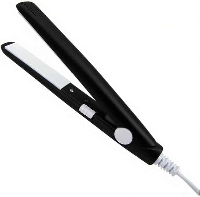 Mini Hair Straightener, 2 in 1 Mini Curling Iron Portable Travel Hair Straightener Heating Curler Hair Styling Tool for Short Hair，Home or Salon (Black)