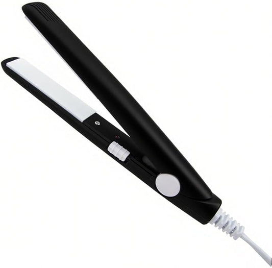 Mini Hair Straightener, 2 in 1 Mini Curling Iron Portable Travel Hair Straightener Heating Curler Hair Styling Tool for Short Hair，Home or Salon (Black)