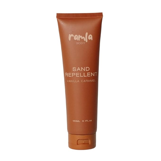 RAMLA Sand-Repellent Moisturizer – Lightweight, Non-Greasy Formula That Repels Sand – Hydrating Body Lotion for Beach Days – As Seen on Shark Tank (5.1oz, Vanilla Caramel)