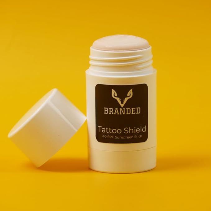 Tattoo Shield Natural Sunscreen Stick for Tattoos - SPF 40 UV Protection with Zinc Oxide, Avocado Butter, & Vitamin E