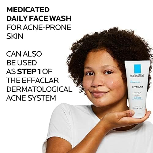 La Roche-Posay Effaclar Medicated Gel Cleanser,2% Salicylic Acid Cleanser + LHA + Glycerin,Foaming Acne Face Wash,Helps Clear & Prevent Acne Breakouts,Oil Free,Targets Excess Oil,(Pack of 2)