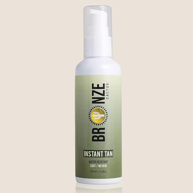 Water Resistant Instant Tanner Light/Medium – Instant Body Makeup & Self Tan for Face & Body | Lightweight, Water-Resistant, Natural Bronze Glow | Suitable for All Skin Types | 3.8 fl oz
