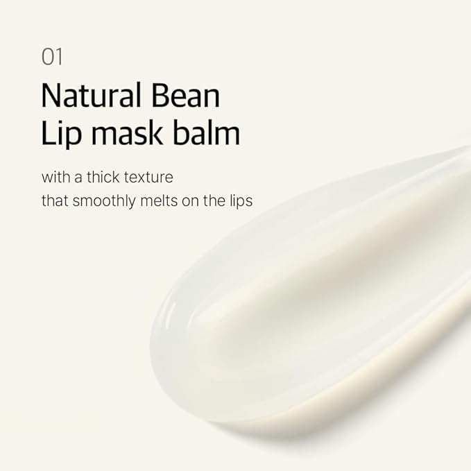 mixsoon Natural Bean Lip Mask Balm - Hydrated Lips, Softening, Fermented Bean and Shea Butter, Vegan Formula for Smooth Lip Balm 11g / 0.37 fl. oz. Korean Glass Skin Care