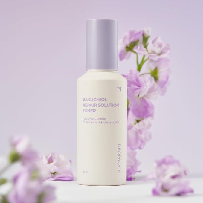 Deoproce Bakuchiol Repair Solution Toner – Korean Anti-Aging, Hydrating & Skin-Smoothing Face Toner with Retinal, Glutathione & Madecassoside – 150ml