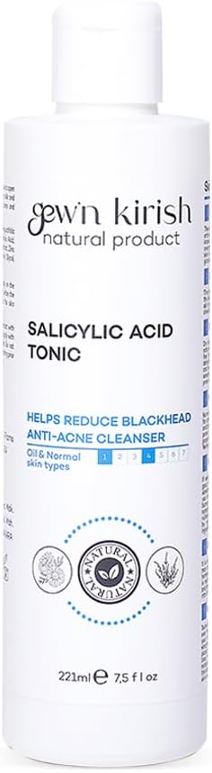 Gew’n Kirish Salicylic Acid Tonic – Gentle Exfoliating Facial Toner with Chamomile & Lavender Water – Balancing & Clarifying Toner for Oily and Combination Skin – Alcohol Free, 221 ml