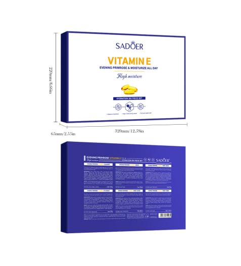6-Piece Evening Primrose & Vitamin E Skincare Set | Hydrating Anti-Aging Routine for Dry/Sensitive Skin | Cleanser, Toner, Lotion, Serum, Cream, Eye Cream