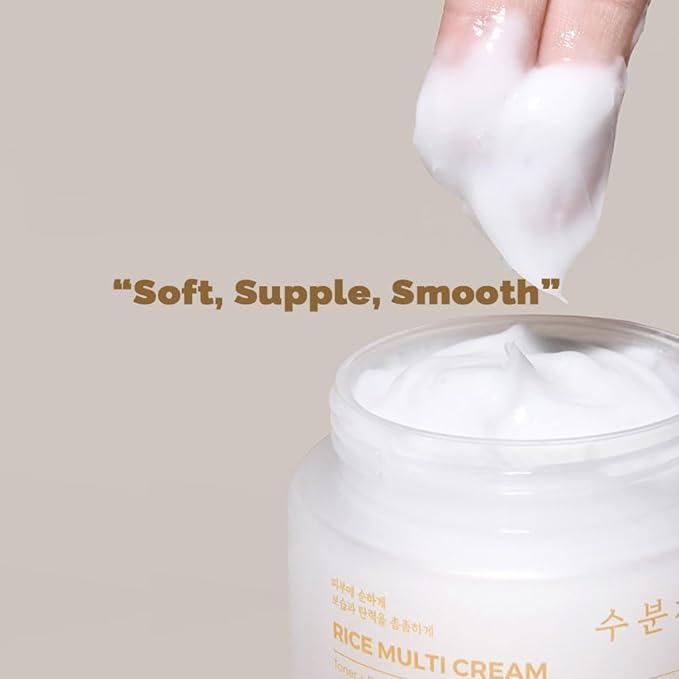 PRETTYSKIN Rice Amino Acid Multi Moisturizing Cream | 4-in-1 Toner + Emulsion + Serum + Cream | With Rice Bran Water & Niacinamide | Gentle Daily Hydration & Texture Care | 3.38fl.oz