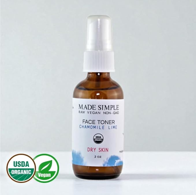 Chamomile Lime Face Toner for Dry Skin - Certified Organic, Vegan, & Cruelty-Free