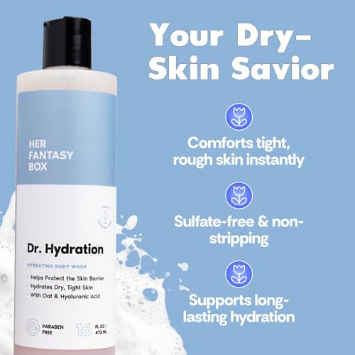 Her Fantasy Box | Dr. Hydration Moisturizing Body Wash – Ultra-Hydrating Cleanser with Hyaluronic Acid & Aloe, Gentle Daily Wash for Soft, Smooth-Feeling Skin, Vegan & pH Balanced (16 oz)
