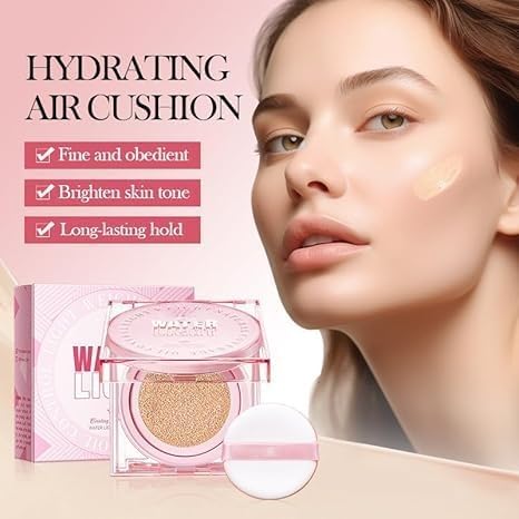 Glow Cushion Foundation Makeup, Jelly Cushion Foundation Pink Hydrating,Long-Lasting, Double Coverage, Cleanbeauty, Lightweight, Flawless