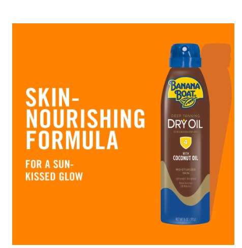 Ban~ana~ Boat Deep Tanning Oil Spray SPF 4, Clear Dry Sunscreen Spray, Dark Tanning Oil, 6 oz-Pk 1