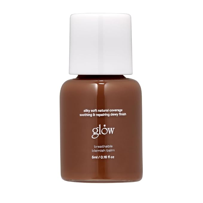 glow mini breathable blemish balm #brown | deep-coverage bb cream & tinted moisturizer | skincare-like finish with green tea leaf water infusion | healthy radiant non-comedogenic | 0.2 fl oz