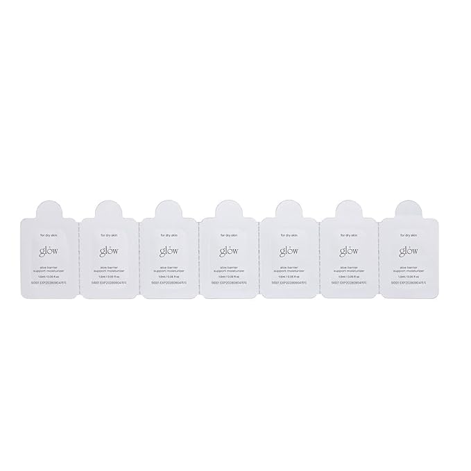 glow aloe barrier support moisturizer kit | soothing & hydrating | fortified with ceramide np & niacinamide | enriched with aloe vera leaf water | lightweight calm‑complex texture | 0.05 fl oz (7ea)