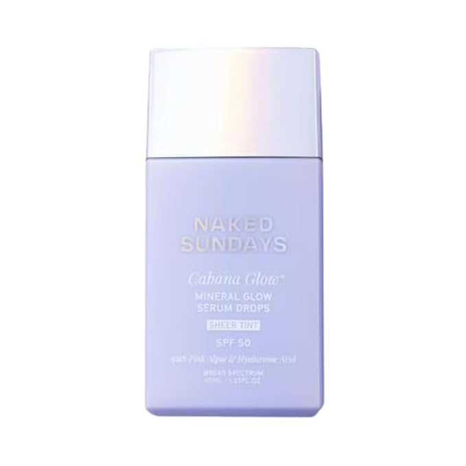 Naked Sundays CabanaGlow Sheer Tint Serum Drops – SPF 50 Mineral Tinted Sunscreen for Face – Non-Nano Zinc, Hyaluronic Acid & Skin-Perfecting Pigments – Broad Spectrum, Lightweight