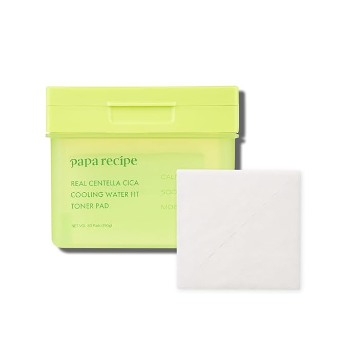 Papa Recipe Real Centella Cica Toner Pads (80 Sheets) – Soothing Cooling Pads with Panthenol for Hydration & Redness Care – Korean Skincare