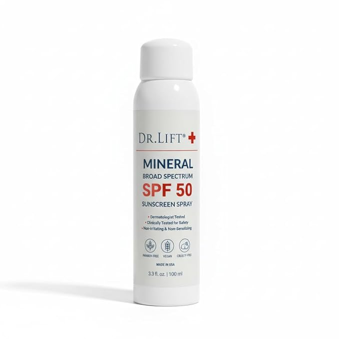 Mineral Sunscreen Spray SPF 50, Broad Spectrum UVA/UVB Protection, Lightweight Non-Greasy Face & Body Sunscreen with Zinc Oxide & Titanium Dioxide, Botanical Oils & Vitamin E 3.3 oz