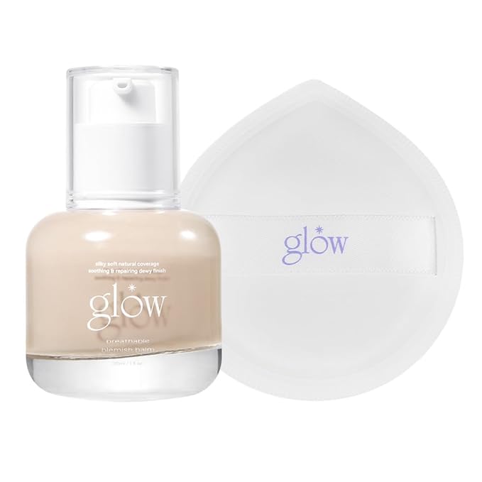glow breathable blemish balm #one & cloud sponge set | medium-coverage bb cream & tinted moisturizer + rubycell puff makeup sponges | skincare-like radiant finish | 1 fl oz + 3ea