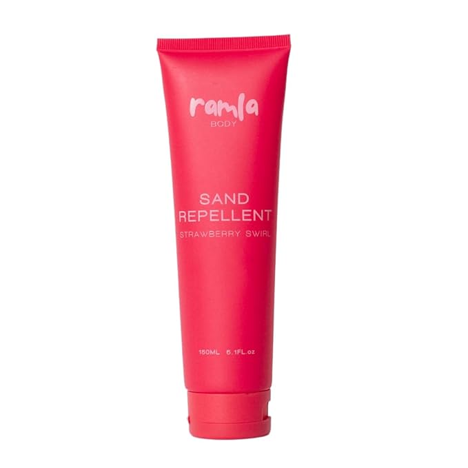 RAMLA Sand-Repellent Moisturizer – Lightweight, Non-Greasy Formula That Repels Sand – Hydrating Body Lotion for Beach Days – As Seen on Shark Tank (5.1oz, Strawberry Swirl)