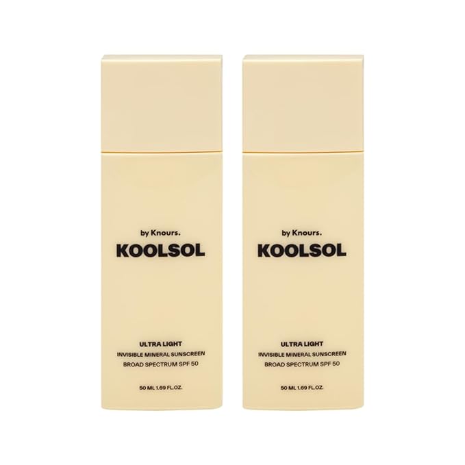 by Knours Ultra-Light Invisible Mineral Sunscreen Broad Spectrum SPF 50, Moisturizing for All Skin Types, Korean Innovation 2 Pack, 50ml/1.69 fl. oz.