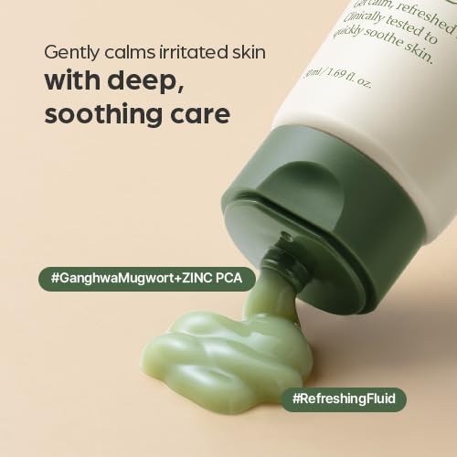 I’m From Mugwort Fluid Cream, Lightweight Calming Moisturizer, Hydrating & Skin Balancing, Sensitive Skin, Vegan Korean Skin Care 1.69fl.oz