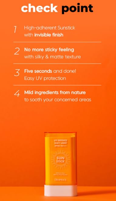 Deoproce UV Defence Silky Light Sun Stick SPF50+ PA++++ | Broad Spectrum Sunscreen, Lightweight & Non-Greasy, UV Protection 19g
