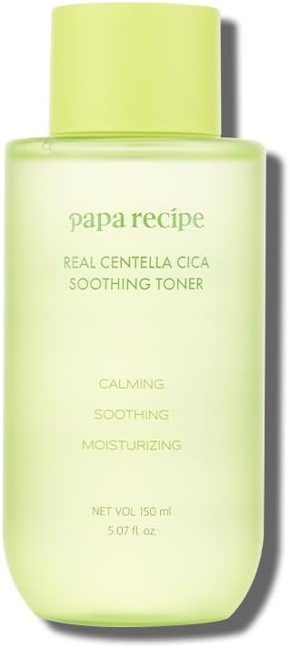 Papa Recipe Real Centella CICA Soothing Toner (150ml / 5.07fl oz) - Centella Soothing Care, Gentle PHA Exfoliation, Daily Mild Toner, Gentle PHA Exfoliation, Korean Skincare