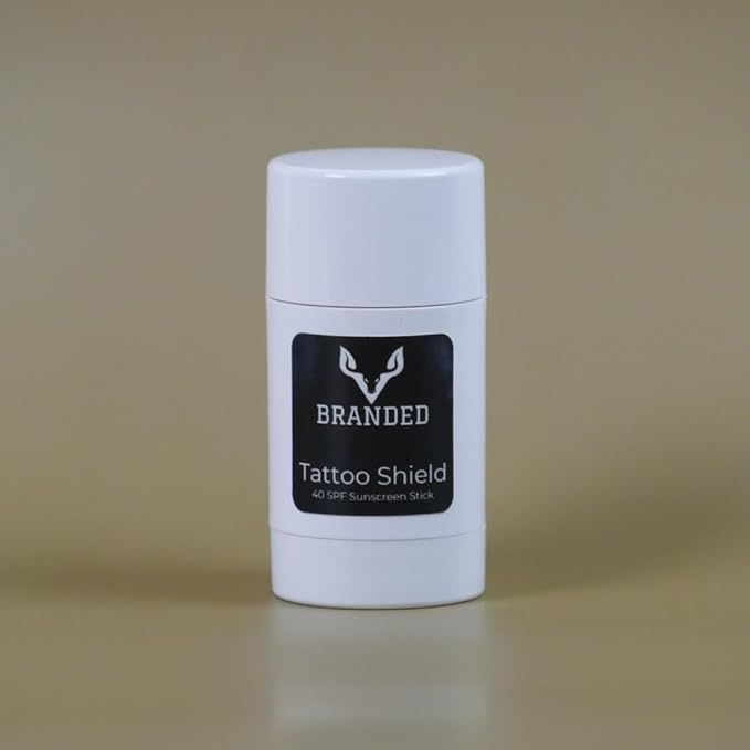 Tattoo Shield Natural Sunscreen Stick for Tattoos - SPF 40 UV Protection with Zinc Oxide, Avocado Butter, & Vitamin E