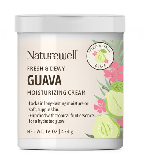 NATURE WELL Guava Fresh & Dewy Body Cream Moisturizer, Infused with Natural Oils & Extracts, Non-Greasy, Light, Helps Lock in Moisture, Enriched with Tropical Fruit Essence for a Healthy Glow, 16 Oz