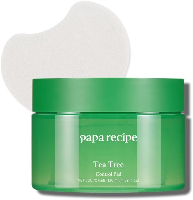 Papa Recipe Tea Tree Control Pad - Soothing Facial Toner Pads with Tea Tree, Gentle PHA Exfoliation, Moisturizing & Calming, Sensitive & Acne-Prone Skin, Korean Skin Care Pads 4.39 fl.oz, 70 Count