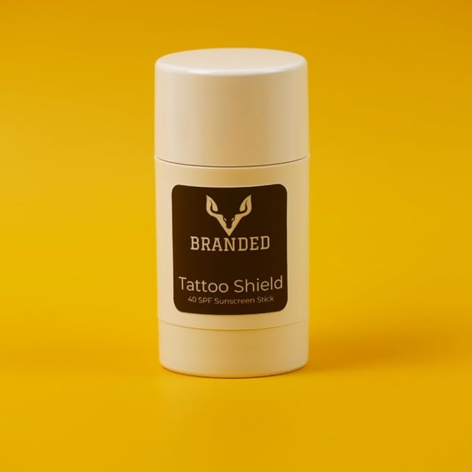 Tattoo Shield Natural Sunscreen Stick for Tattoos - SPF 40 UV Protection with Zinc Oxide, Avocado Butter, & Vitamin E