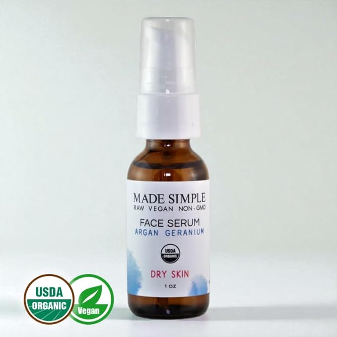 Argan Geranium Face Serum - Certified Organic, Vegan, & Cruelty-Free