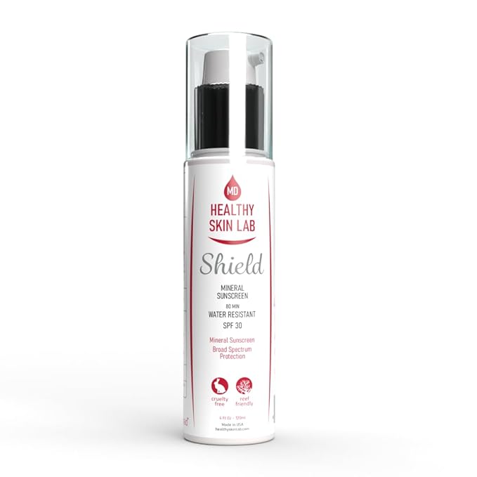 Healthy Skin Lab Shield, Moisturizer & Mineral Sunscreen SPF 30, Broad Spectrum For Face & Body, Zinc Oxide & Titanium Dioxide For Protecting & Hydrating Sensitive Skin, Dermatologist Recommended, 4oz