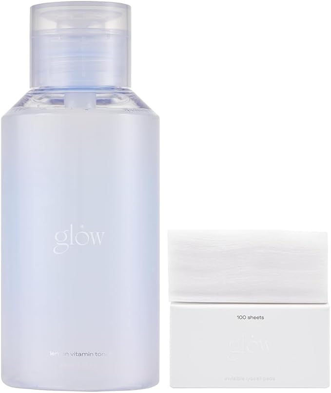 glow Lemon Vitamin Toner & Invisible Lyocell Pads Set | Hydrating Toner + Vegan Toner Pads Set | hyaluronic Acid Hydration Toner & Biodegradable Vegan Pads