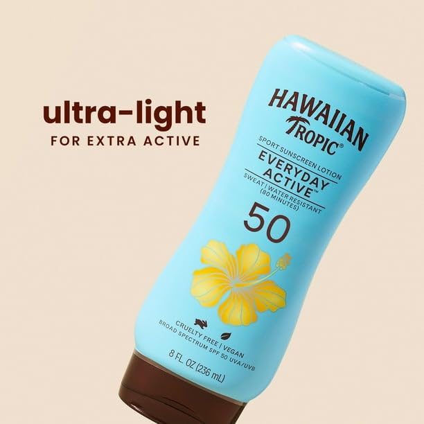 (3 pack) Everyday Active Sunscreen Lotion, 50 SPF, 8 fl oz, Water Resistant Adult Sunblock, BROAD SPECTRUM PROTECTION from UVA and UVB rays