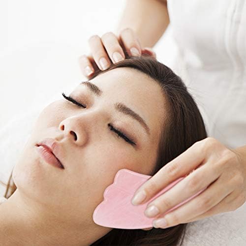 LZLRUN Rose Quartz Jade Roller Real Jade Gua Sha Board Mushroom Massager Face Lifting Tool Facial Guasha Massage Tool (Concave)