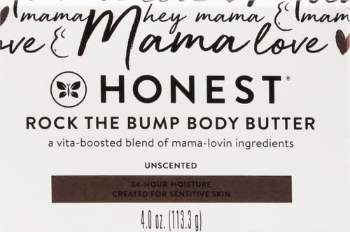The Honest Company Mama Rock Bump Body Butter Moisturizing Stretch Mark Cream,Shea Avocado Oil,Vitamin E,Hypoallergenic and Dermatologist Tested,4 oz,(Pack of 2)