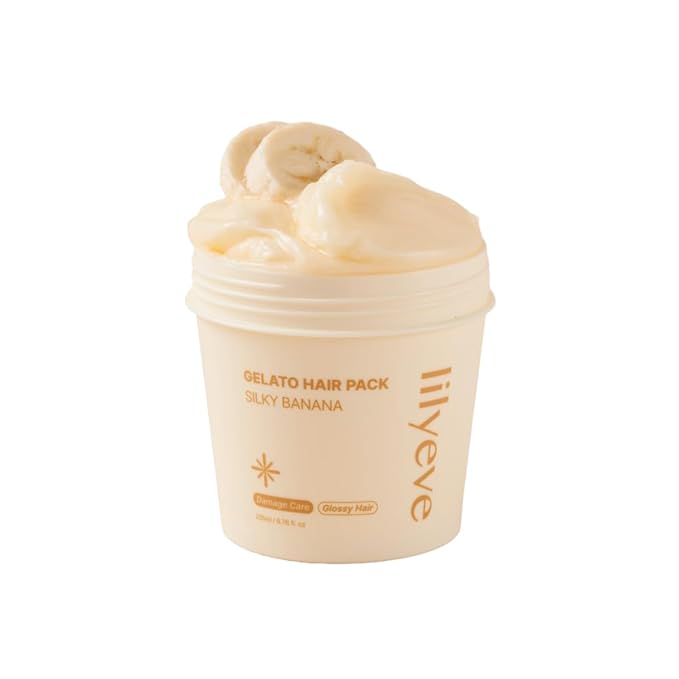 lilyeve REPAIRTURN Gelato Hair Pack, Milk, Egg & Protein for Hair Repair, Hair Mask for Split End Smoothing, Damaged Hair Treatment, Boost Hair Elasticity - Korean Hair Care, Silky Banana 6.76 fl.oz