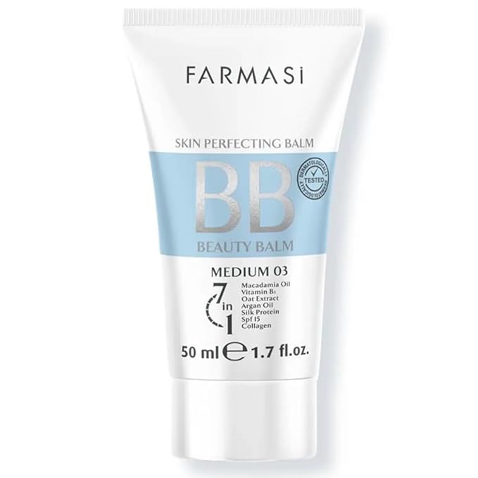 FARMASi BB Cream Beauty Balm, Tinted Moisturizer with SPF 15, Lightweight Matte Finish, Buildable Coverage Face Makeup, 1.7 fl oz, 03 Medium