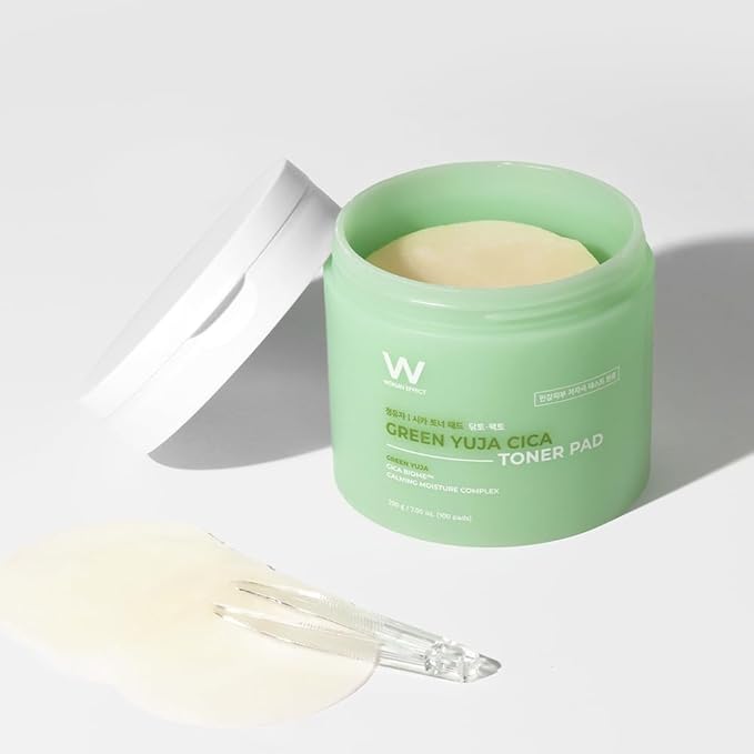 WONJIN EFFECT Green YUJA CICA Toner PAD 100 Pads 7.05 fl Oz, Vegan, Pore Care, Skin Soothing, Hydrating, PHA & BHA, CICA, Hyaluronic Acid, Panthenol, Derma-clera