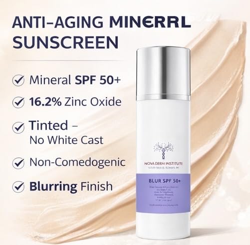 Tinted Mineral Sunscreen SPF 50 - Non Comedogenic Zinc Oxide 16.2% - No White Cast - Matte Finish Oil-Free Face Sunscreen, 1 fl oz.