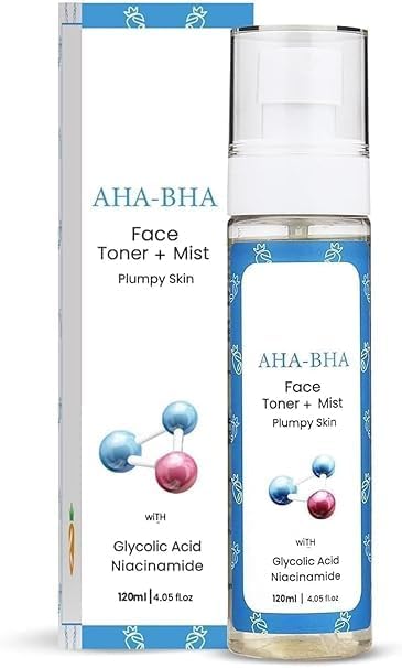 MZ Natural Skincare AHA BHA Toner, Hydrating Face Spray Mist, Reduces Blackheads and Breakouts, Contains Glycolic Acid, Sulphate and Silicone Free, for Women and Men, All Skin Types, 120ml