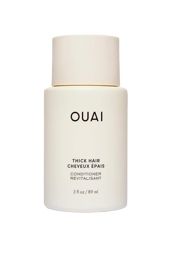 OUAI Thick Hair Conditioner Travel Size - Moisturizing Conditioner for Dry, Frizzy Hair - Keratin, Marshmallow Root, Shea Butter and Avocado Oil - Paraben, Phthalate and Sulfate Free (3 Oz)