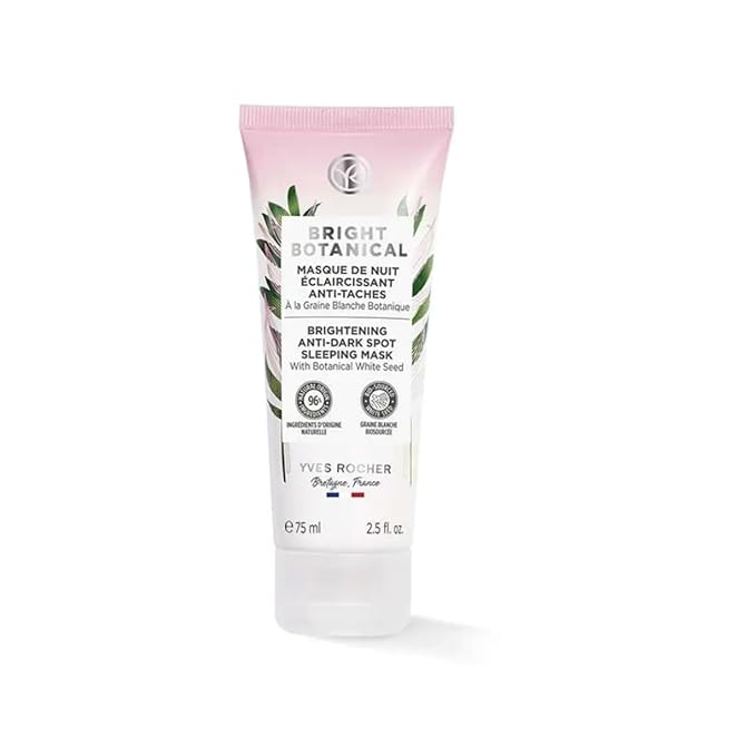 Yves Rocher Bright Botanical Skincare Set of 3 Cleansing Mousse Face Tonic Lotion Night Mask Radiance Daily Care for All Skin Types 125 ml/4.2 flOz 200 ml/6.7 flOz 75 ml/2.53 flOz