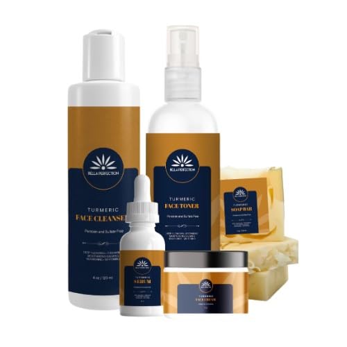 Ultimate Glow Turmeric Skincare Kit, 5 Pieces, Cleanser, Toner, Serum, Face Cream, Bar Soap