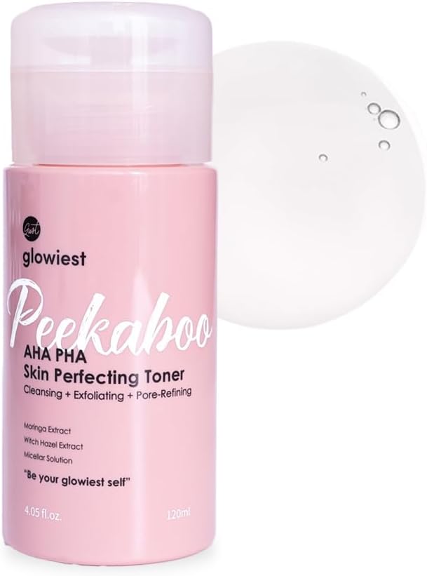 glowiest Peekaboo AHA PHA Toner + Facial Cotton Towels (Small) Bundle | Gentle Exfoliating Toner & Cotton Pad Set