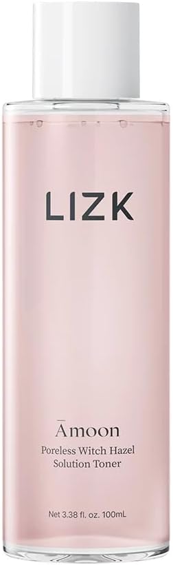 LIZK Amoon Poreless Witch Hazel Solution Toner – Gently exfoliating with AHA, BHA,Niacinamide, and PHA, Hydrating, Strengthening The Skin Barrier, 3.38oz.